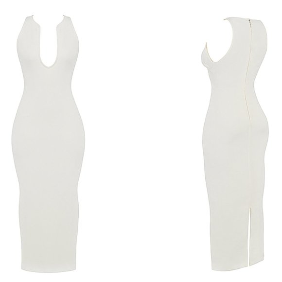 HOUSE OF CB 'Eleanora' Ivory Plunge Maxi Dress NWOT - Picture 4 of 8